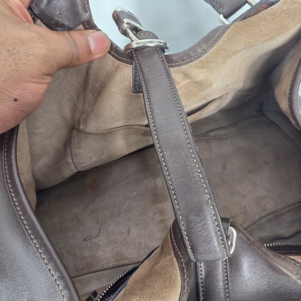 🇪🇸 VINTAGE LOEWE Brown Leather Shoulder Bag / Satchel - Picture 4 of 8